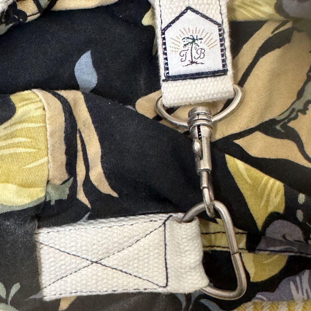 Tommy Bahama Tote Bag Beach Canvas Shoulder Strap Floral Black - Picture 7 of 8